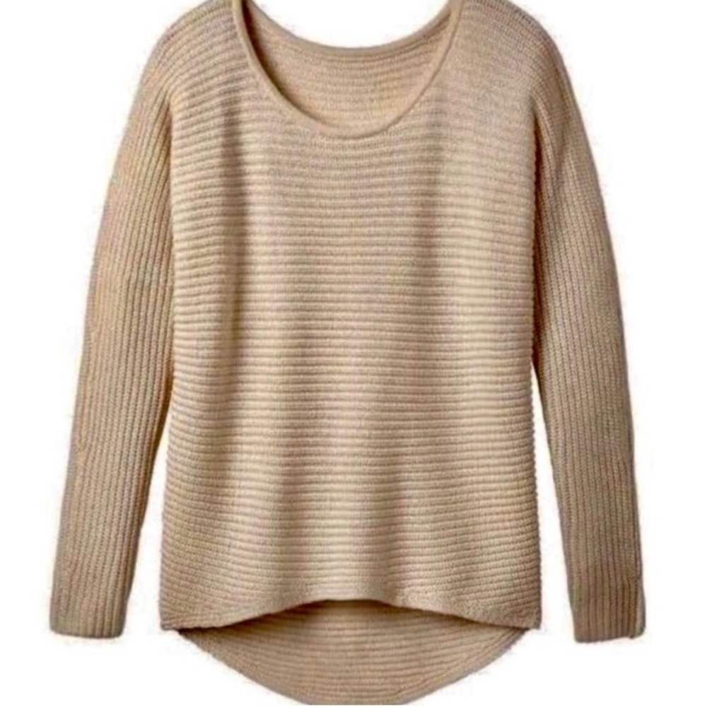 Athleta Huntly Knit Wool Blend Crewneck Oversized Oatmeal Sweater Sm